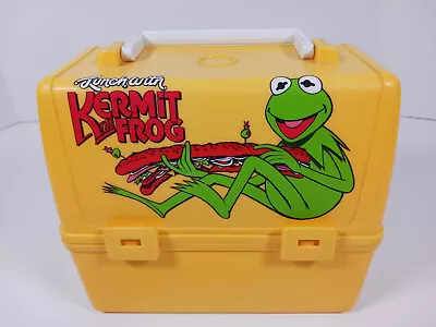 Vintage Lunch With Kermit The Frog Muppets Plastic Lunch Box King-Seeley 1981 • $14.95