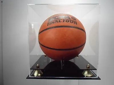 $43.95 • Buy Basketball Display Case Acrylic With Two-tier Black Base. Gold Corner Risers NBA