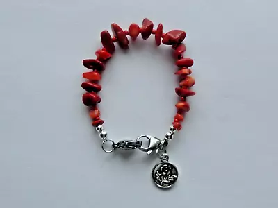 Red Coral Gemstone Chips  Medical Alert Id Replacement Bracelet 6.5  Pick Length • $5.99