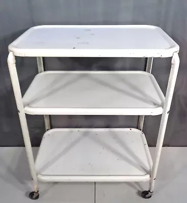 $119.95 • Buy VTG Mid Century Modern White Cosco Rolling 3 Tier Kitchen Utility Bar Cart Stand