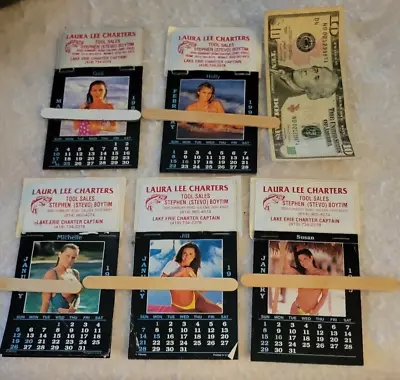 5 Vintage Fishing Charter Advertising Pinup Calendars Small 1995-1998 • $72.20