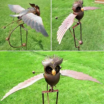 Metal Outdoor Garden Owl Decorative Ornament Pile Art Decor • £11.65