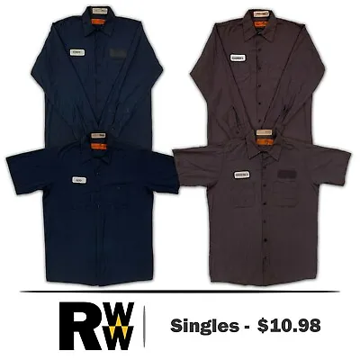 Red Kap Work Shirts 2 Pocket Twin Stripe Poplin Industrial Durastripe Uniform CC • $10.98