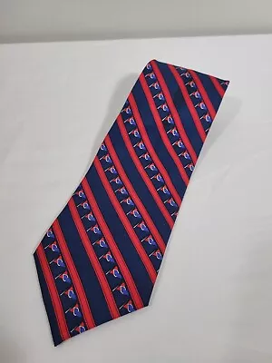 Centerport Yacht Club Custom Made  Blue Red Strip With Flags Tie • $9.99