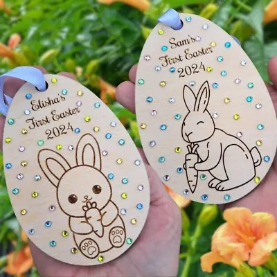 Personalised First Easter Tag Keepsake Babys First Easter Crystal Bauble Gift • £5.99