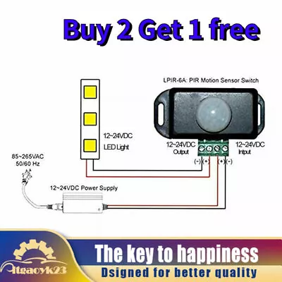 £6.88 • Buy Motion Sensor Switch Body Infrared PIR Automatic LED Light Strip DC 12V 24V