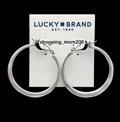 Lucky Brand Matte Silver Tone Hoop Earrings • $19.99