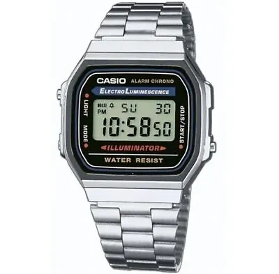 GENUINE- CASIO Retro Classic Unisex Digital Steel Bracelet Watch-A168WA- Silver • $18.79