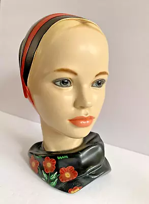 Vintage Marwal Dutch Scandinavian MCM Chalkware Plaster Girl Head Bust 8.5  Tall • $89.99