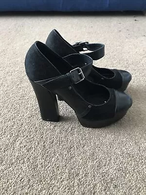 Leather Mary Jane Platform Shoes  Round Toe Size 5 / 38 Lolita Cosplay Goth • £19.99