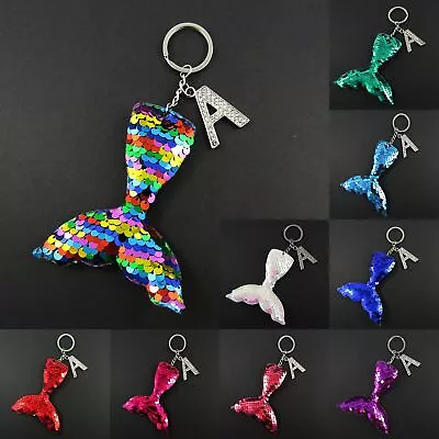 Sequined Mermaid Tail Personalised Initial Keychain 150mm Select Colour+Initial • $12.95