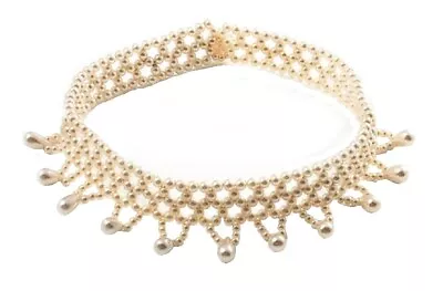 £6.99 • Buy Cream Bead Elastic Choker Necklace Collar Gothic Wedding Bridal Dress Stretch 