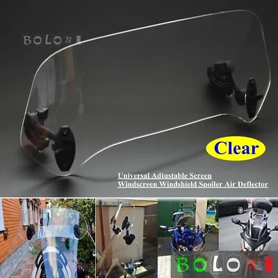 Clear Motorcycle Windshield Extension Air Deflector Spoiler For Harley Honda BMW • $40.30