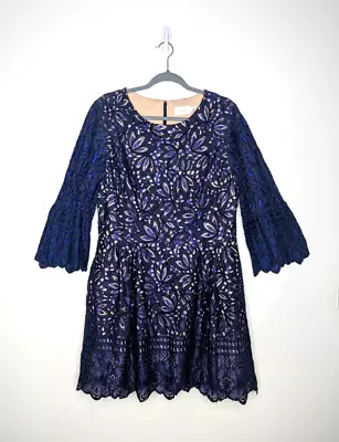 Eliza J Dress 16 Blue Lace Fit And Flare • $39.99