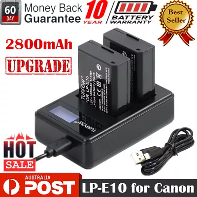 2PCS 2800mAh LP-E10 Battery + USB Dual Charger For Canon EOS 1500D 1300D 1200D • $35.99