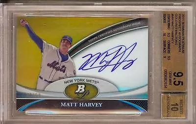 2011 Bowman Platinum Gold Refractor Matt Harvey Rc Auto 31/50 Bgs 9.5 / 10!! • $70