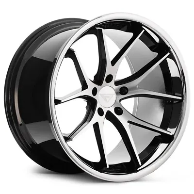 20x8.5/20x10.5  Staggered Ferrada Wheels FR2 Black Machined With Chrome Lip Rims • $2199