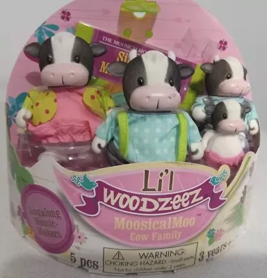 Li'l Woodzeez MoosicalMoo Cow Family 5 Piece Set Sing-a-Long Moosic-Makers • $15.99