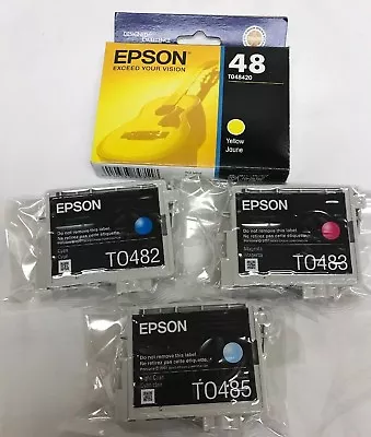 4 Genuine Epson 48 Ink T048420 T0482 T0483 T0485 Yellow Red Blue Light Blue • $29.99