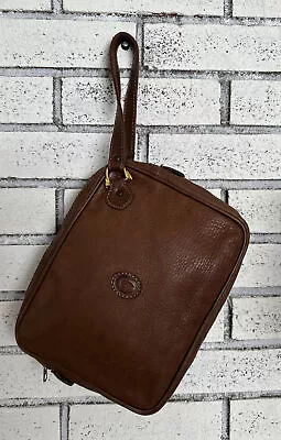 Vintage TRUSSARDI Men’s Clutch Brown Leather Wristlet Travel Bag • $125