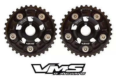 2 Black Vms Racing Billet Adjustable Cam Gears For 99-00 Honda Civic Si B16a3  • $109.88