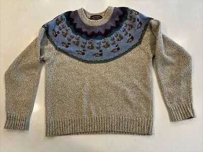 Vintage 90s Eddie Bauer Womens Medium 85% Wool Knit  Duck Sweater • $34