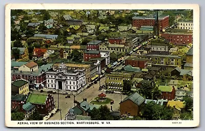 C.1920 MARTINSBURG WV BUSINESS SECTION AERIAL VIEW CT CURT TEICH Postcard P39 • $19.95