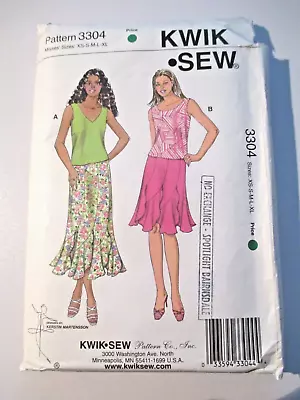 KWIK SEW SEWING PATTERN 3304  - LADYS TOPS & SKIRTS Size XS - XL - UNCUT • $12.50