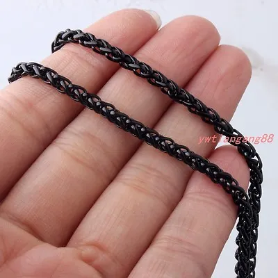 Braided Wheat Link 3-6MM Mens Chain Silver/Gold/Black Stainless Steel Necklace • $7.59