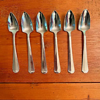 Hoan Vintage Grapefruit Spoons Serrated Stainless Flatware Japan Set Of 6 • $15