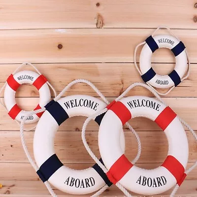 Welcome Aboard Nautical Life Ring Lifebuoy Boat Wall Hanging Home Decoration UK • £10.25