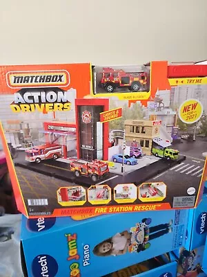 Matchbox Cars Playset Action Drivers Fire Station Rescue & Toy Firetruck In ... • $54.99