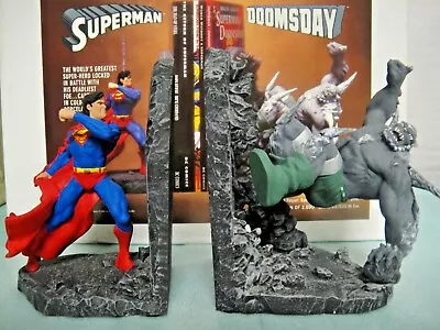 DC COMICS SUPERMAN Vs DOOMSDAY BOOKENDS STATUE 1996 MIB RARE By PAQUET Bust • $818.47