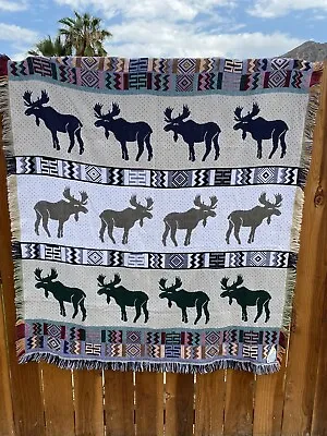 Mohawk Throw Blanket Moose Cabin Primitive  • $32.85