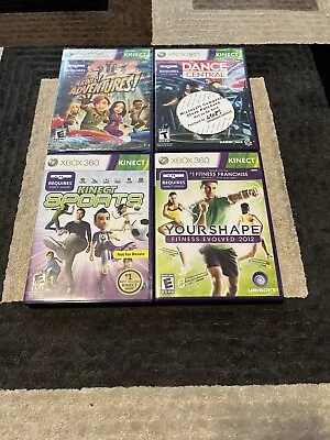 Lot Of 4 Xbox 360 Kinect Games Adventures Dance Central Sports YourShape Fitness • $9.97