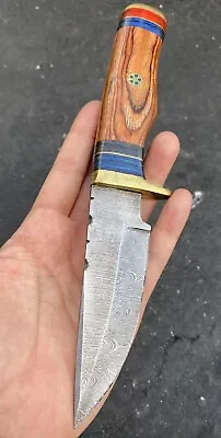 8”Handmade /Forged Damascus Steel Knife W/ Wood Handle& Sheath ZH 13/Axe/pro Max • $45