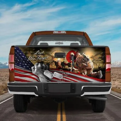 Us Veteran Lest We Forget Truck Tailgate Wraps Vinyl Decal Patriot Decal Sticker • $49.99