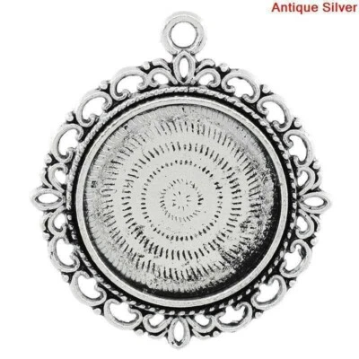 £3.50 • Buy 10 X  Cabochon Setting Pendants Size Fits 20mm Blank Round Domes, Bezel, Cameo