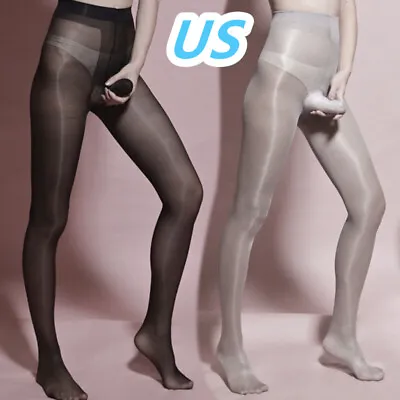 US Mens Sheer Glossy Tights Pantyhose Silky Sheath Bulge Pouch Stockings Hosiery • $7.31