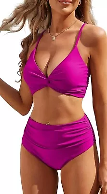 ZAFUL Sz Large 8/10 Twist Cross Bikini For Women High Waisted Bikini Tummy Contr • $24.99