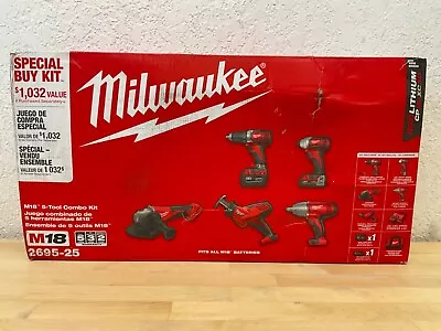 Milwaukee 5 Tool Cordless Combo Tool Kit W 2Batteries Charger & Tool Bag 2695-25 • $385
