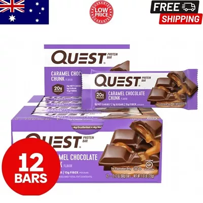 12x Quest Protein Bars Caramel Chocolate Chunk 60g High Protein Healthy Snack AU • $52.95