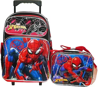 Marvel Spiderman 16  Large Rolling School Backpack With Lunch Bag • $54.99