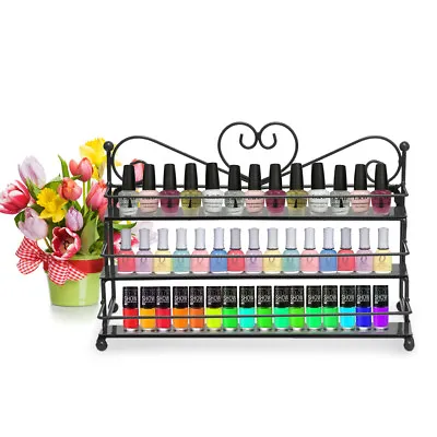 3 Tiers Metal Nail Polish Stand Organizer Polish Display 60 Bottles Holder Rack • $19.99