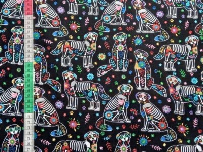 £5 • Buy Sugar Skull Dogs Labrador Retriever Floral Skeletons Bones Cotton Fabric FQ