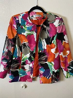 KASPER-Tiger Lily Open Jacket Richly Colored Abstract Floral Lined NWT Sz 8 • $20