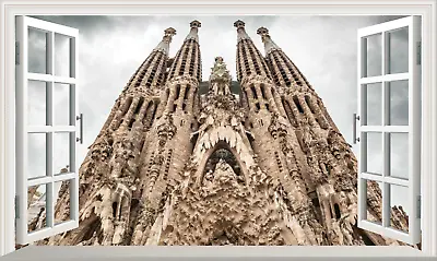 £18.99 • Buy La Sagrada Familia Barcelona Magic Window Wall Adhesive Sticker Decal Poster