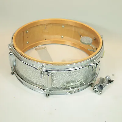 Vintage Made In Japan 5x14 Silver Sparkle Snare Drum Shell Stencil Parts Repair • $50