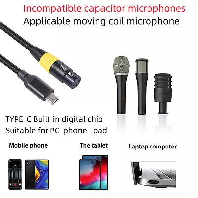 XLR To USB C Cable Digital Analog Conversion Chip Type C To XLR Female Cord • $19.94