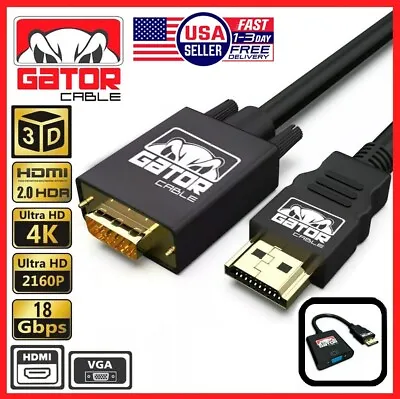 HDMI To VGA Cable Adapter Converter For HDTV PC Desktop Monitor Laptop 4K Video • $6.99